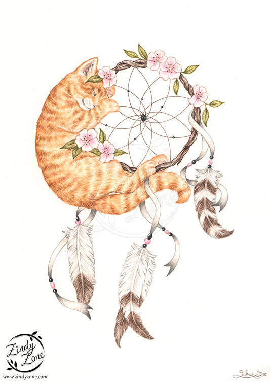 Dreamcatcher Kitty Art Print