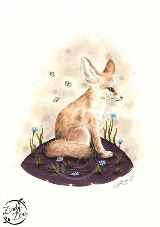 Summer Fennec Fox Art Print