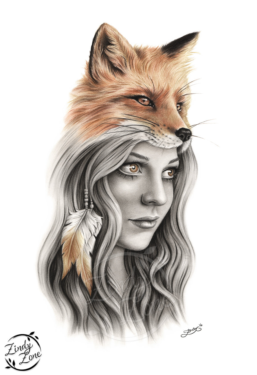 The Fox and the girl Art Print