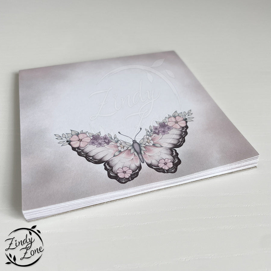 Grey Summer Butterfly Small Notepad