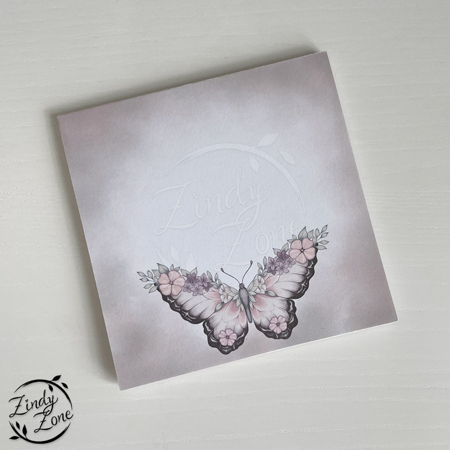 Grey Summer Butterfly Small Notepad