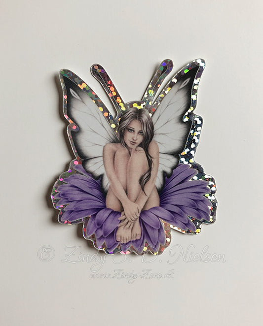 Gerbera Flower Fairy Sparkly Sticker