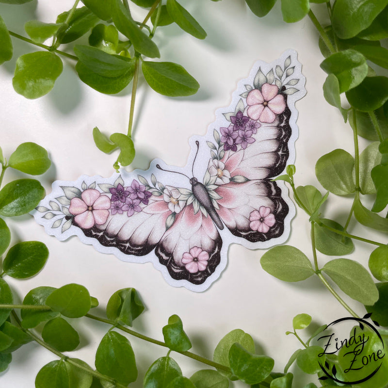 Summer Flower Butterfly Glitter Sticker