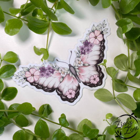 Summer Flower Butterfly Glitter Sticker