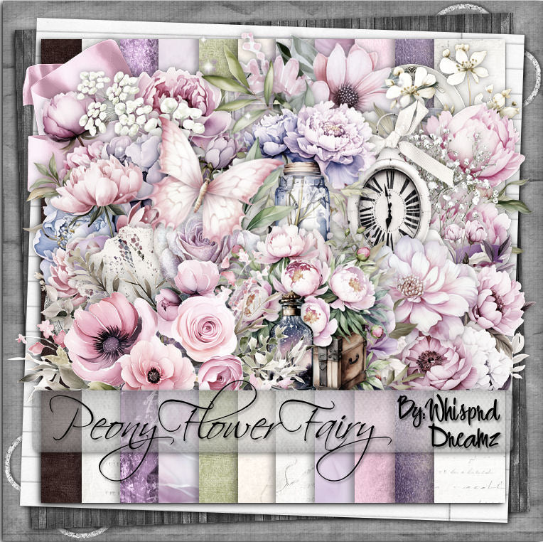 Peony Flower Fairy Scrap Kit