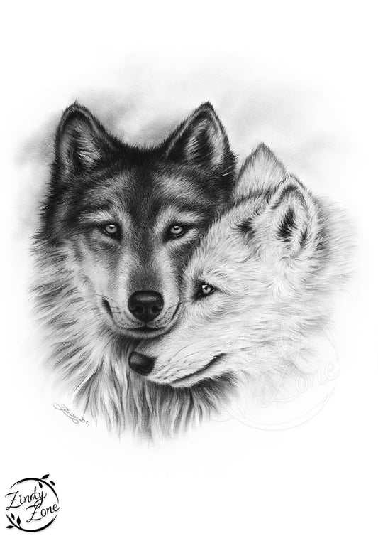 Wolves Soulmates Art Print